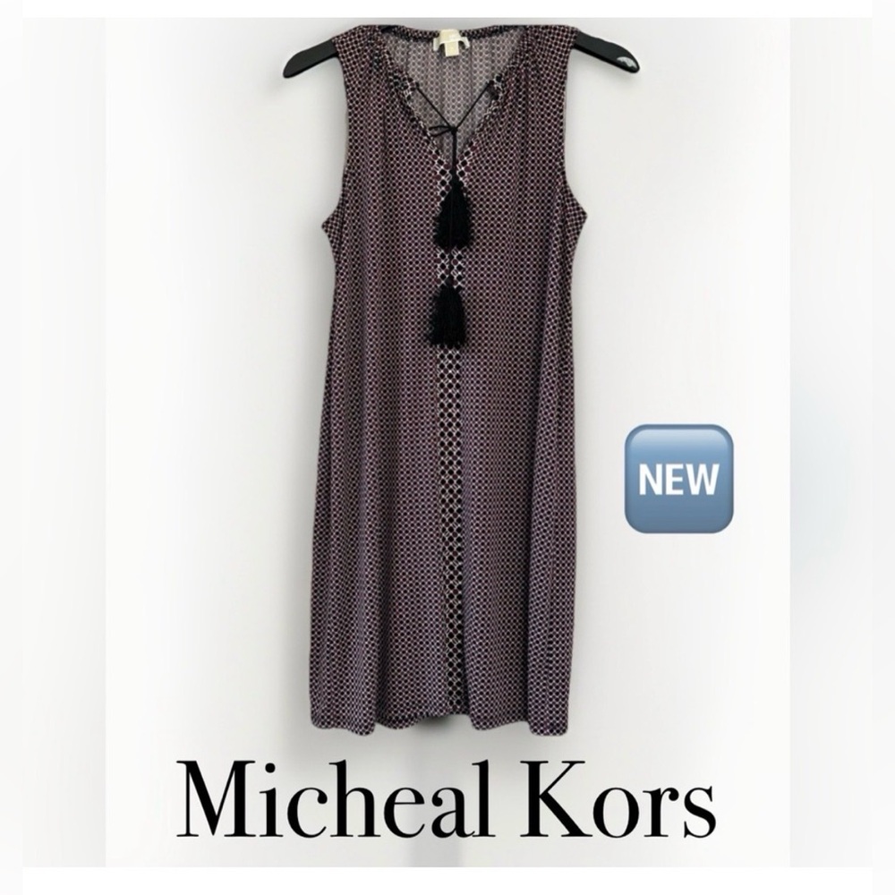 Michael Kors Garnet and Black With Tassels NWT $159 Dress Size Large